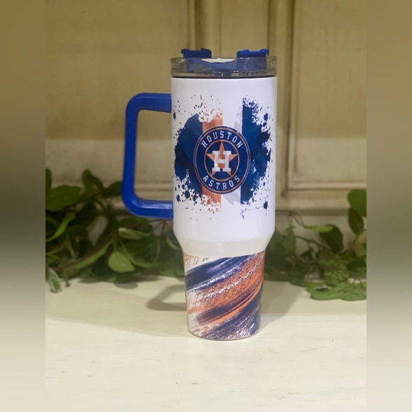 BRAND NEW WITH TAGS Houston Astros 40 oz Splatter Design Stainless Steel Tumbler - Picture 1 of 1